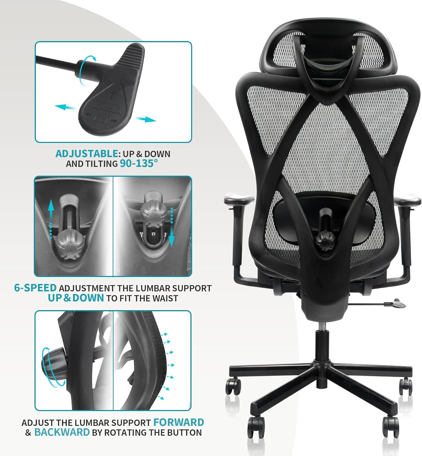 Aero-Flow Performance Desk Chair - Adjustable Lumbar & Headrest