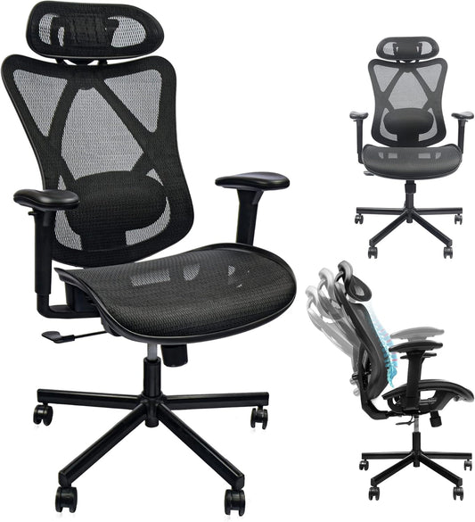 Aero-Flow Performance Desk Chair - Adjustable Lumbar & Headrest