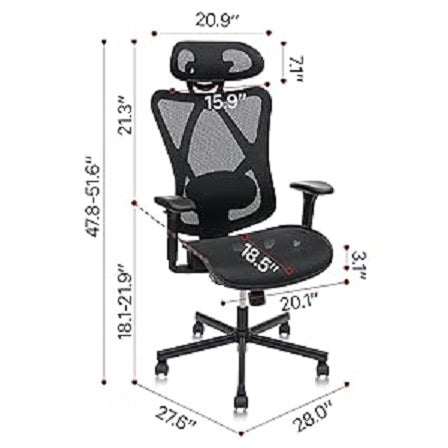 Aero-Flow Performance Desk Chair - Adjustable Lumbar & Headrest