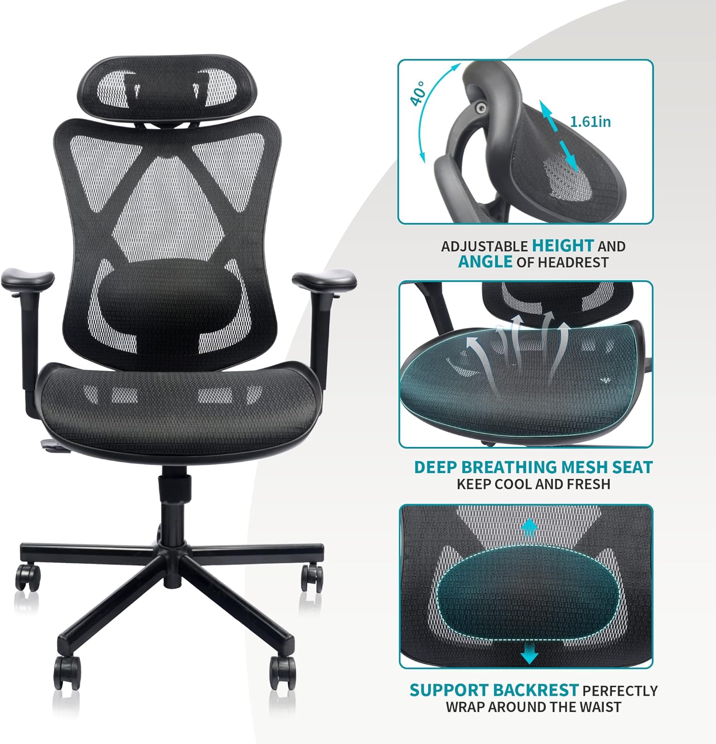 Aero-Flow Performance Desk Chair - Adjustable Lumbar & Headrest
